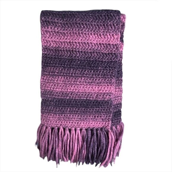 HANDMADE  Purple Knitted Scarf - Picture 4 of 4